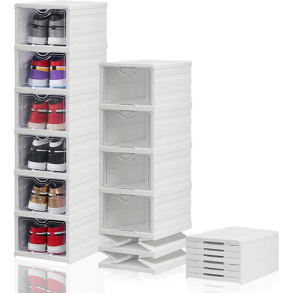 Étagère à chaussures pliable transparente à 6 niveaux facile à ranger - منظم أحذية قابل للطي وسهل التركيب 4