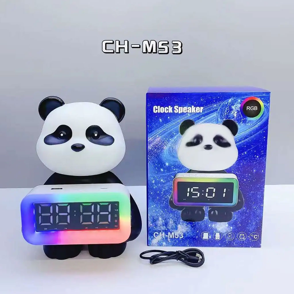 Enceinte Bluetooth Panda et Réveil Numérique RGB CH-M53 - مكبر صوت وساعة منبه 2