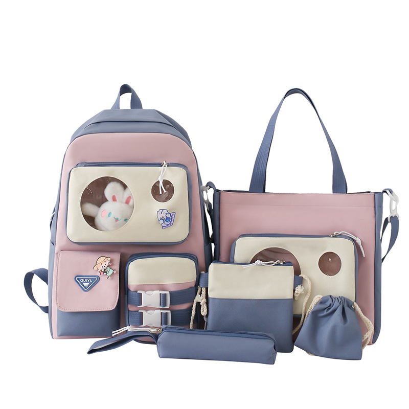 Ensemble de sacs d’école Kawai pour adolescents 5Pcs Guiyu V2 Bleu – محفظة 5 قطع كاواي أزرق 4