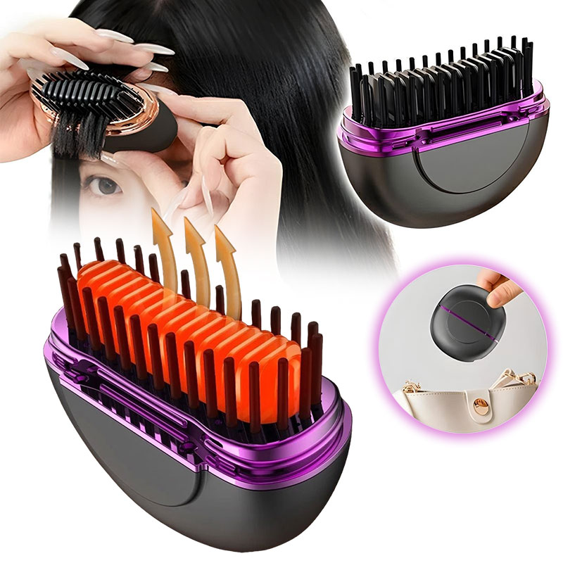 Mini Brosse à lisser électrique sans fil avec 3 réglages de chaleur - مشط حراري حجم صغير ومحمول 1