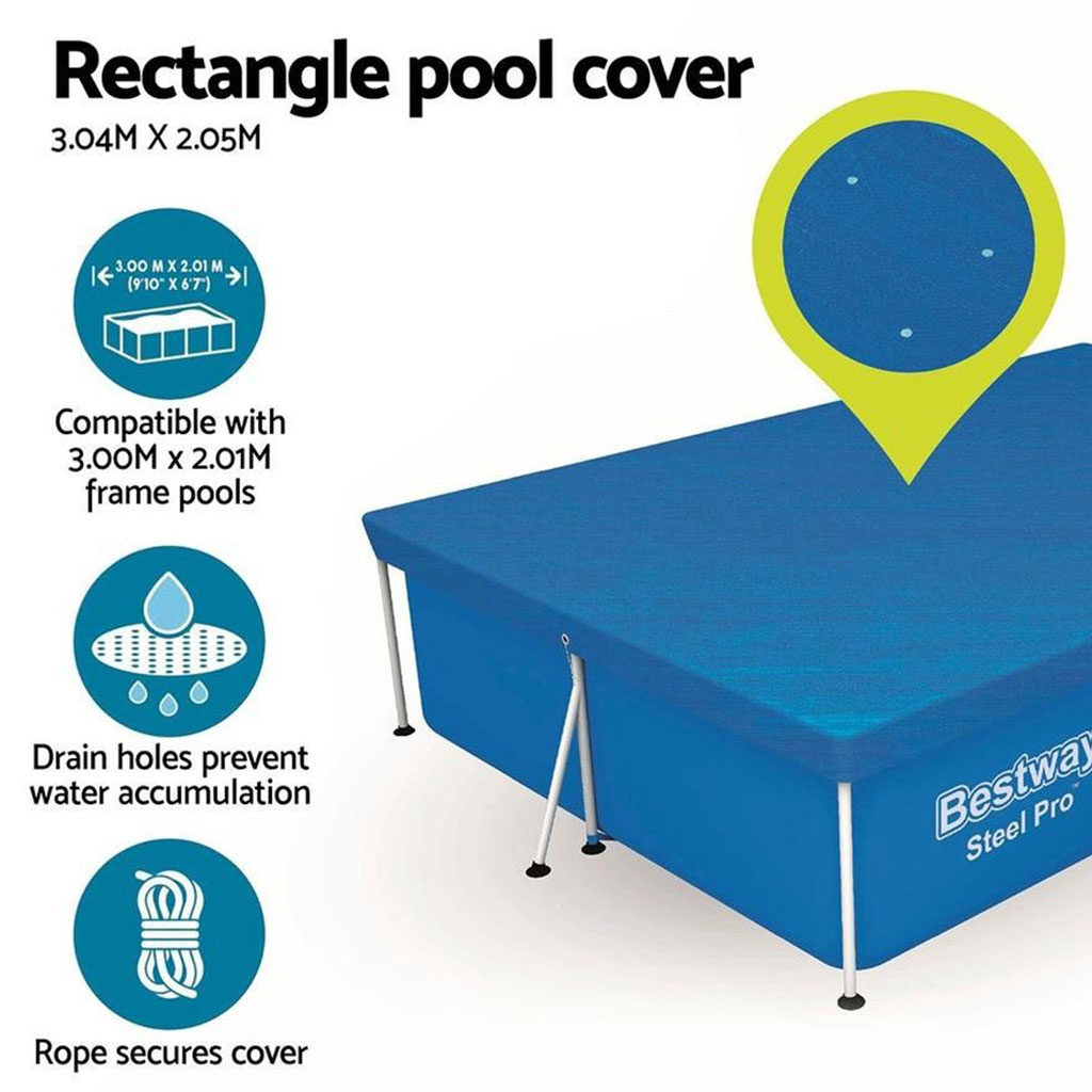 Grand bâche de piscine rectangulaire en polyéthylène 300 x 201 cm Bestway 58106 - غطاء مسبح 7