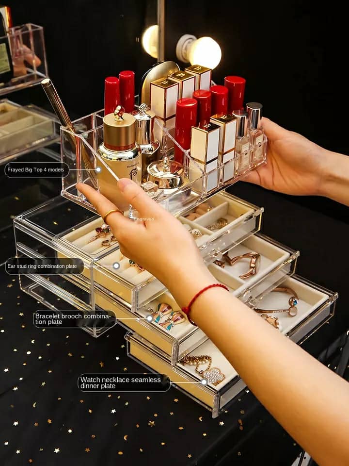 Boîte de rangement de maquillage acrylique avec 3 tiroirs 5