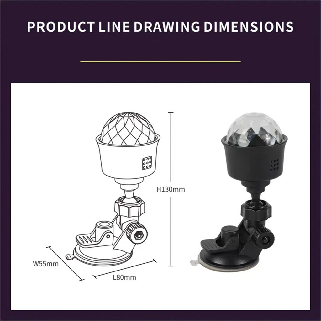 Lampe d'ambiance LED USB pour voiture avec rotation automatique RGB 5