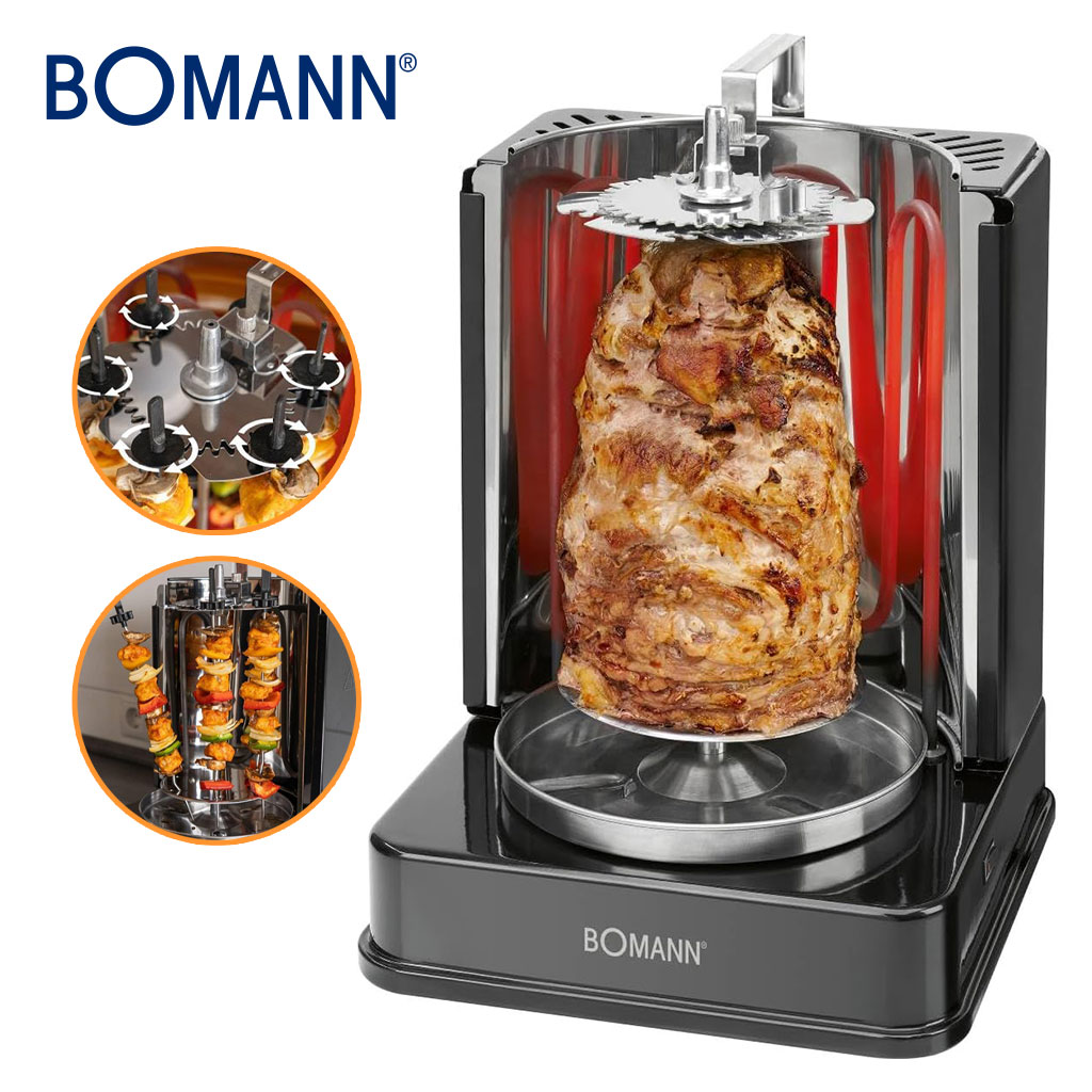 Multi-grill Electrique vertical 3en1 Rôtisserie et Chawarma Bomann 3006CB 1