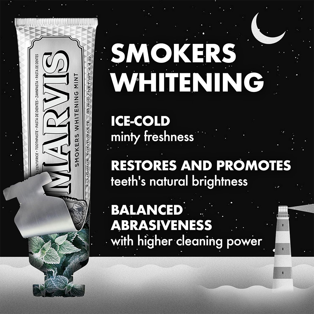 Marvis Dentifrice Blanchissant pour Fu-meurs 85ml Made in Italy - معجون أسنان مارفيس 2