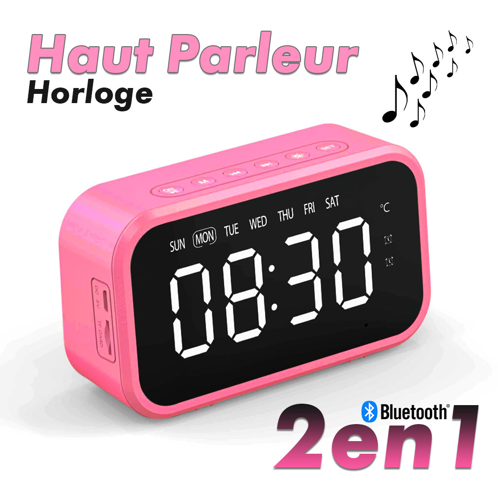 Réveil intelligente sans fil Bluetooth haut-parleur LED FM,AUX ,TF 1