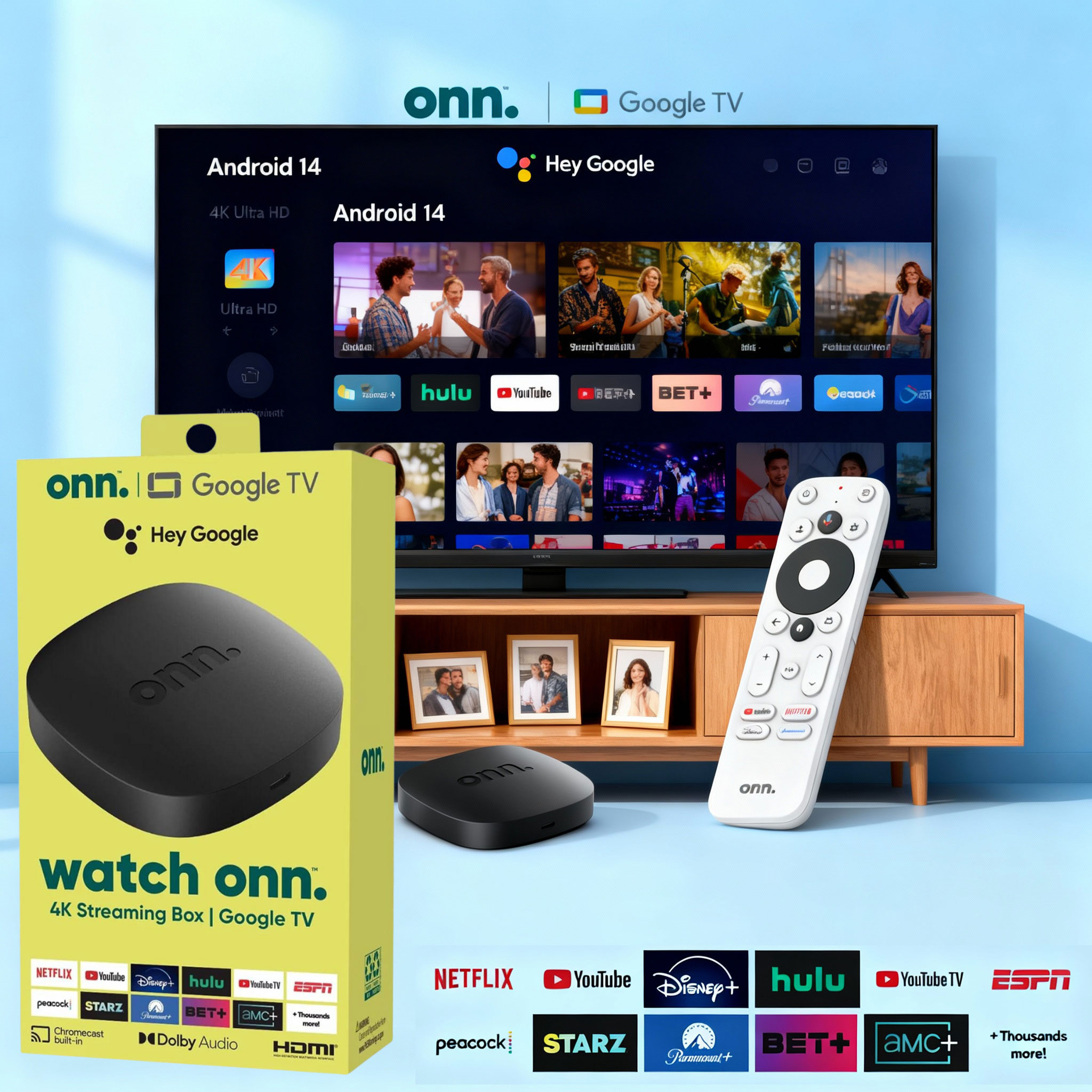 ONN Android TV Box avec Télécommande Vocale 8+128GB – جهاز ميديا ذكي 1