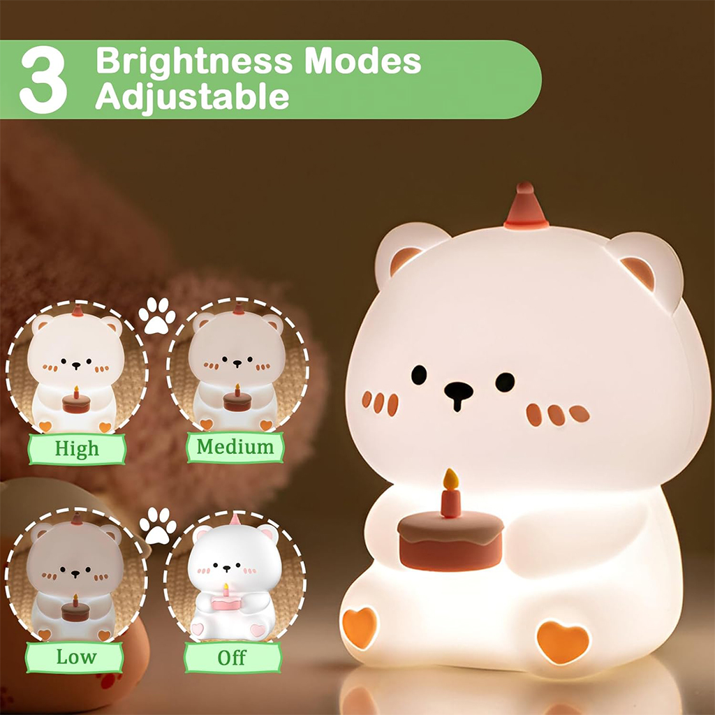 Veilleuse en Silicone Forme d'ours pour Chambre d'enfant Rechargeable 3