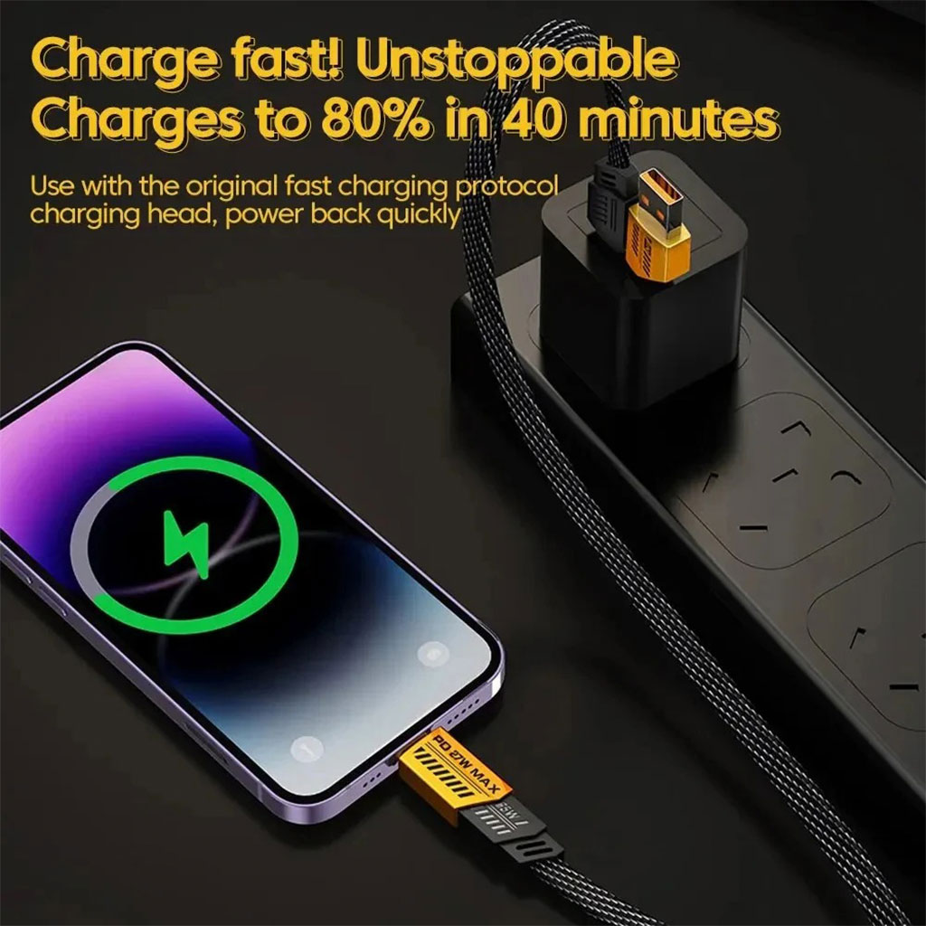 Câble de charge multifonction en nylon tressé durable 4 en 1 à double tête - شاحن سريع ومتين متعدد المنافذ 3