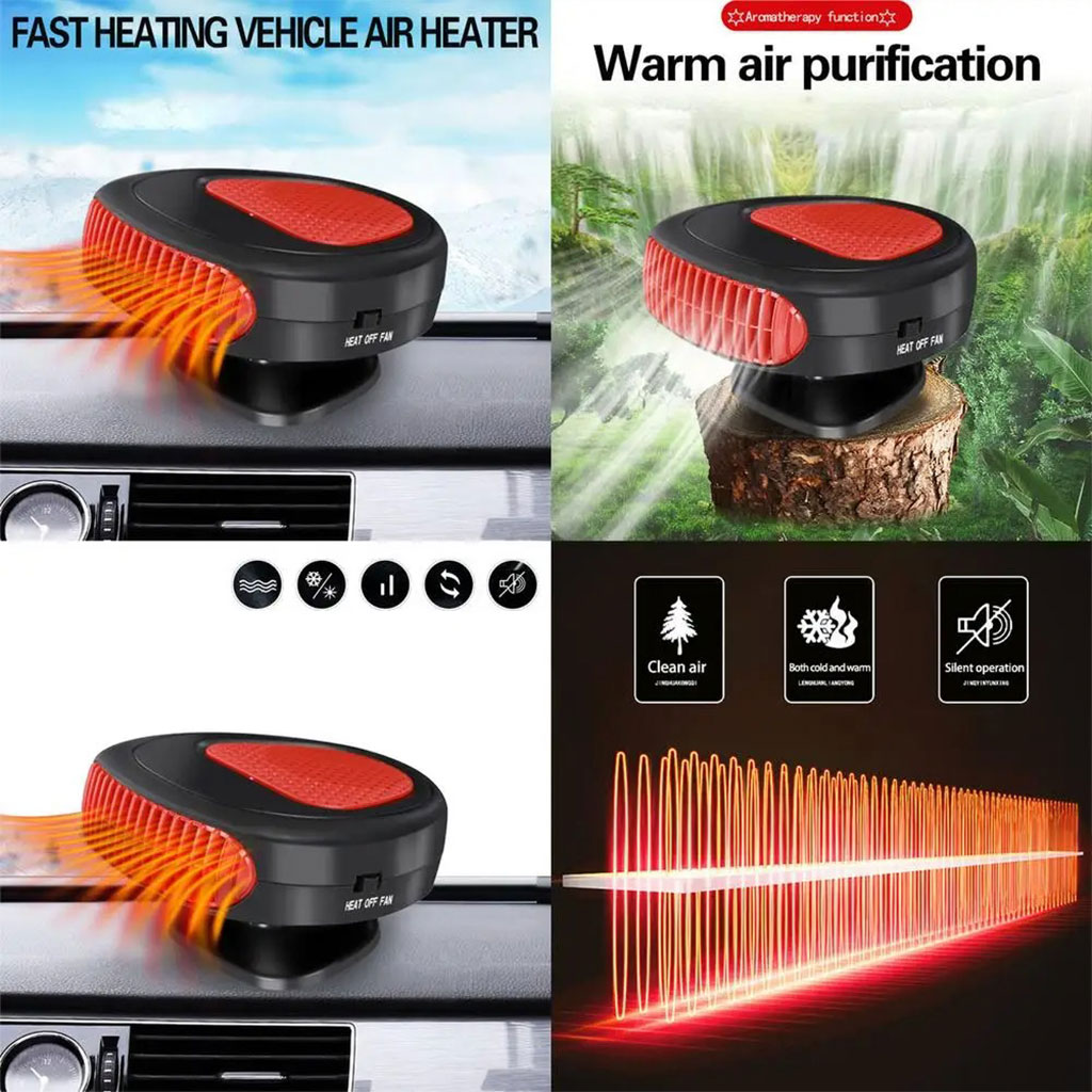 Ventilateur et Chauffage de Voiture Portable avec Base Rotative à 360 degree 6
