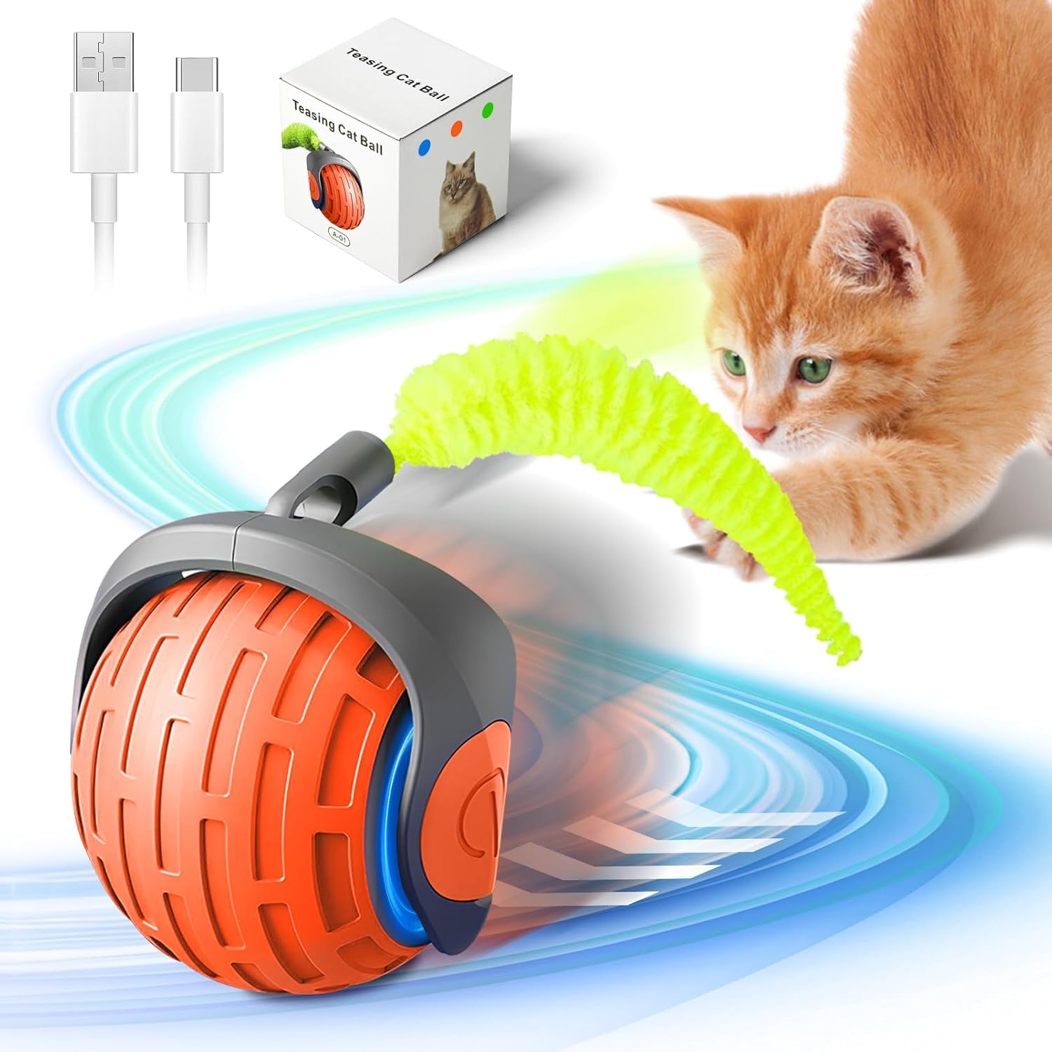 Jouets interactifs pour chat boule roulante électrique - لعبة القطط الكرة المتدحرجة الكهربائية 1