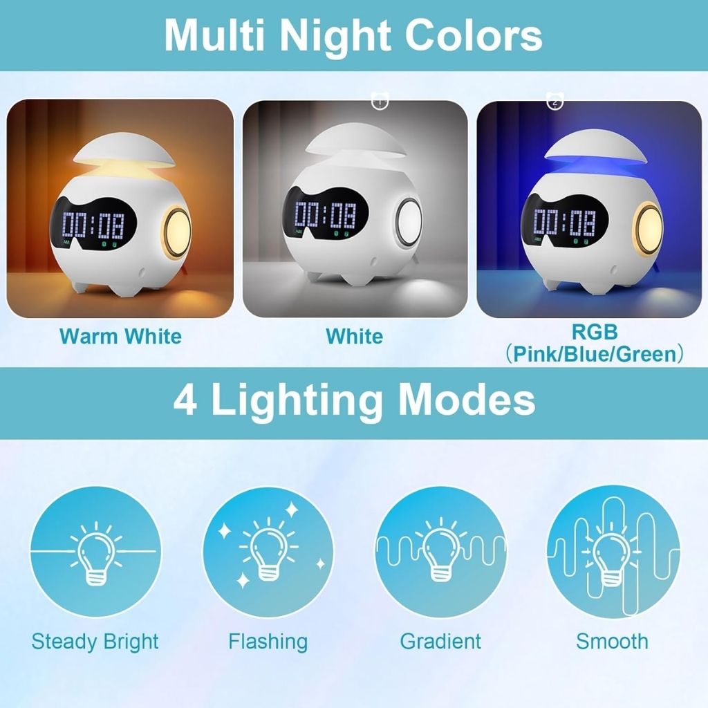 Réveil Émotionnel avec Veilleuse et Haut-Parleur Bluetooth – منبه مع ضوء ليلي ومكبر صوت بلوتوث 3