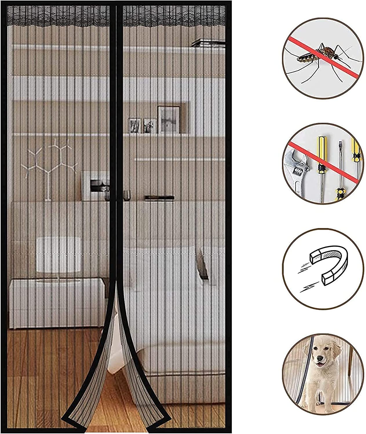 Moustiquaire rideau pour porte avec fermeture magnétique 100x210cm 4