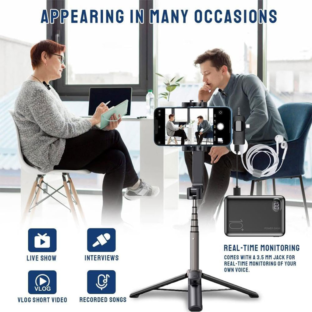 Microphone cravate sans fil 3 en 1 Plug and Play avec puce de réduction du bruit - ميكروفون لاسلكي 4