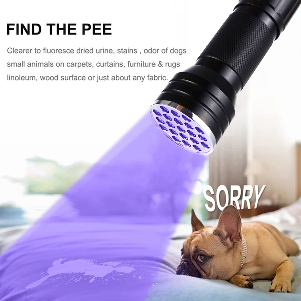 lampe de poche UV 21LED en alliage d'aluminium détecteur des scorpions et faux billet - المصباح بالأشعة فوق البنفسجية كاشف للعقارب والعملات المزورة 4