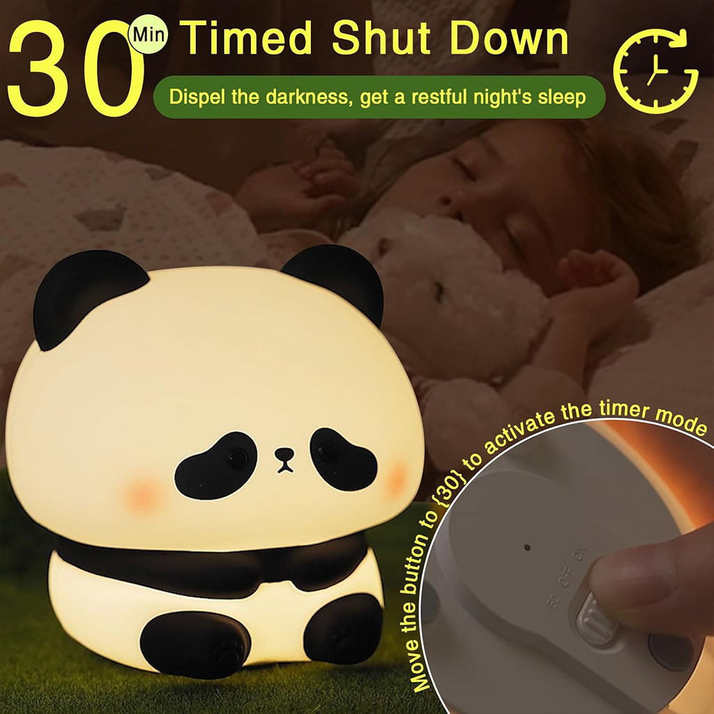 Veilleuse en Silicone Forme Panda pour Chambre d'enfant Rechargeable 4
