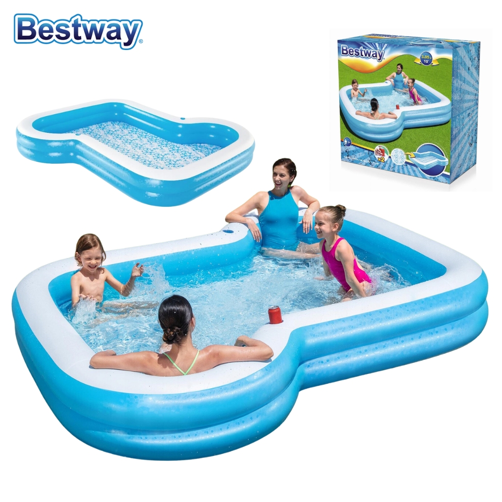 Piscine Familiale Gonflable 305 x 274 x 46 cm Avec 2 Porte-Gobelets Bestway Sunsational 54321 1