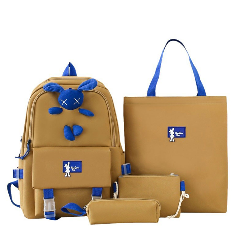 Ensemble de sacs d'école Kawai pour adolescents 4Pcs Lapin X Marron - محفظة 4 قطع كاواي بني 4