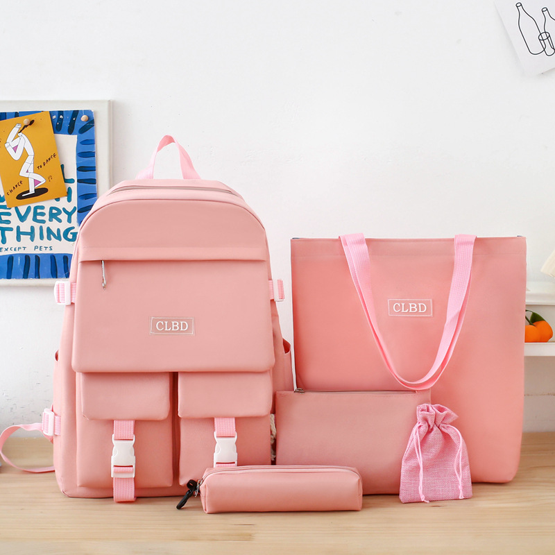 Ensemble de sacs d’école Kawai pour adolescents 5Pcs CLBD V2 Rose – محفظة 5 قطع كاواي وردي 1